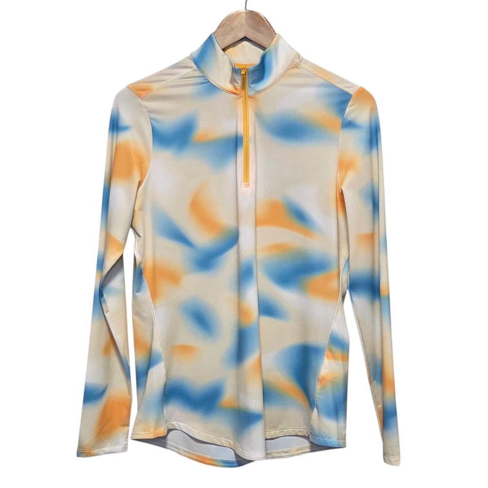 Adidas Ultimate365 Printed Quarter-Zip Mock Golf Pullover Women M Pastel Stretch
